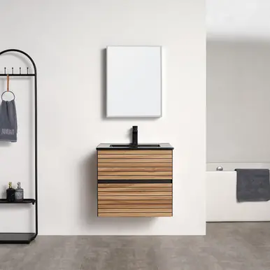 Blossom Annecy 24" Wall Hung Vanity With Black Ceramic Sink - Maple Strip - V8040 24 13 BC Best Price