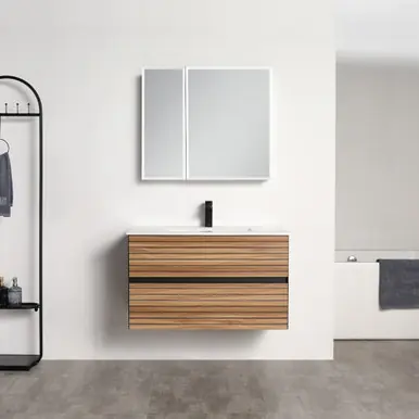 Blossom Annecy 36" Wall Hung Vanity With Ceramic Sink - Maple Strip - V8040 36 13 C Best Seller