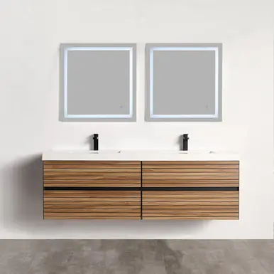 Flash Sale Blossom Annecy 72" Wall Hung Vanity With Acrylic Double Sink - Maple Strip - V8040 72 13 A