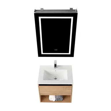 Blossom Bergen 24" Wall Hung Vanity (Dual LED Illuminated) With Ceramic Sink - Classic Oak - V8037 24 29 C Fan Favorite