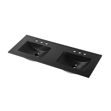 Direct From Factory Blossom Ceramic Sink 48" X 18" Top-Mount Rectangular Double Three holes - 8" Spread - Matte Black - C04 4818 DTH MB