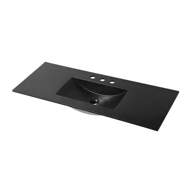 Next Day Delivery Blossom Ceramic Sink 48" X 18" Top-Mount Rectangular Single Three holes - 8" Spread - Matte Black - C04 4818 STH MB