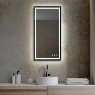 Blossom LED M4 1836 MB Stellar 18" Wide x 36" High LED Mirror With Matte Black Frame No Minimum Order