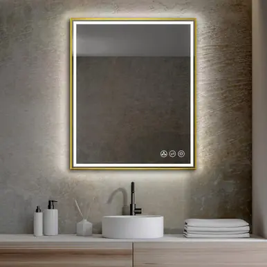 Price Drop Blossom LED M4 3036 BG Stellar 30" Wide x 36" High LED Mirror With Brush Gold Frame