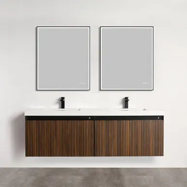 Blossom Lille 72" Wall Hung Double Vanity - Brown Walnut Strip - V8043 72 19 Trusted Brand