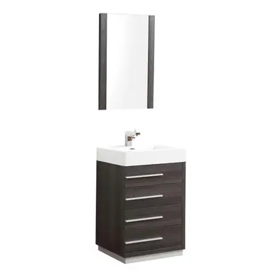Shop Now Blossom V8005 24 07 A M Barcelona 24" Freestanding Bathroom Vanity with Sink & Mirror- Dark Oak