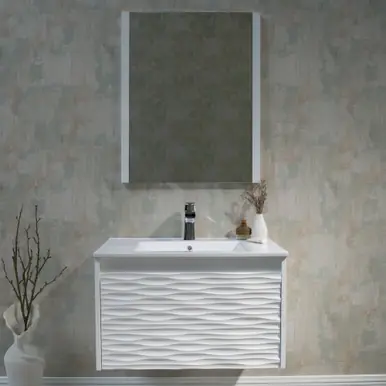 Limited Edition Blossom V8008 30 01 M Paris 30" Floating Bathroom Vanity With Sink & Mirror- Glossy White