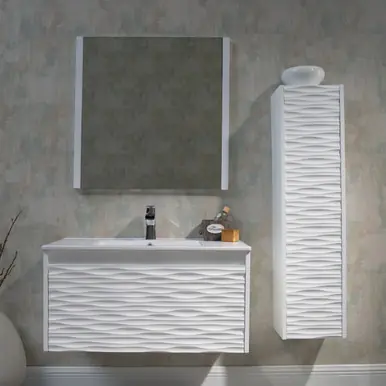 Blossom V8008 36 01 SC Paris 36" Floating Bathroom Vanity With Sink & Mirror & Side Cabinet - Glossy White Brand New
