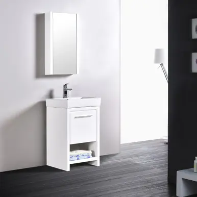 Blossom V8014 20 01 M Milan 20" Freestanding Bathroom Vanity With Sink & Mirror- Glossy White Best Price