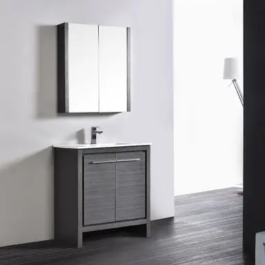 Blossom V8014 30 16 M Milan 30" Freestanding Bathroom Vanity With Sink & Mirror- Silver Grey Next Day Delivery