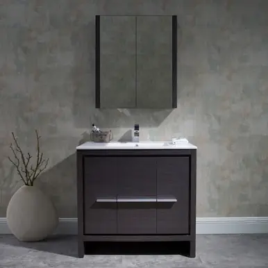Latest Blossom V8014 36 16 M Milan 36" Freestanding Bathroom Vanity With Sink & Mirror- Silver Grey