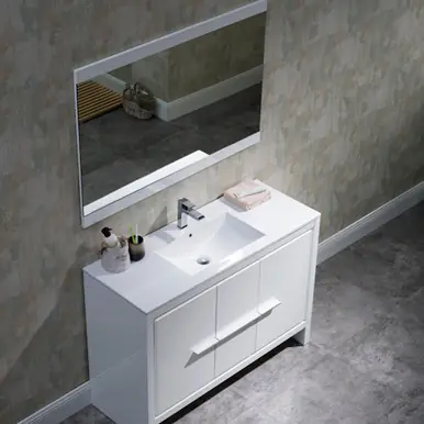Bulk Order Blossom V8014 48 01S C Milan 48" Freestanding Bathroom Vanity With Single Sink - Glossy White