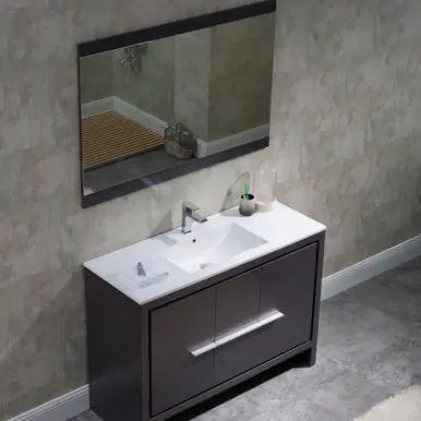 Reduced Price Blossom V8014 48 16 SM Milan 48" Freestanding Bathroom Vanity With Single Sink & Mirror - Silver Grey