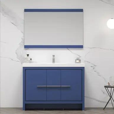 In Demand Blossom V8014 48 25 SM Milan 48" Freestanding Bathroom Vanity With Single Sink & Mirror - Navy Blue