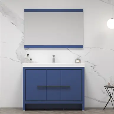 Trusted Brand Blossom V8014 48 25D C Milan 48" Freestanding Bathroom Vanity With Double Sink - Navy Blue