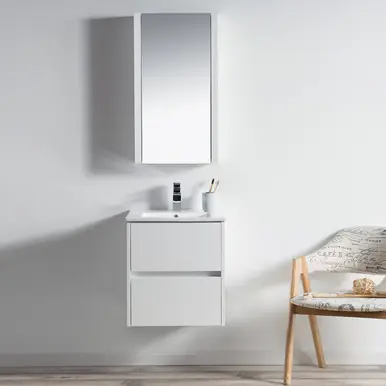 Money Back Guarantee Blossom V8016 20 01 MC Valencia 20" Floating Bathroom Vanity With Sink & Medicine Cabinet - Glossy White