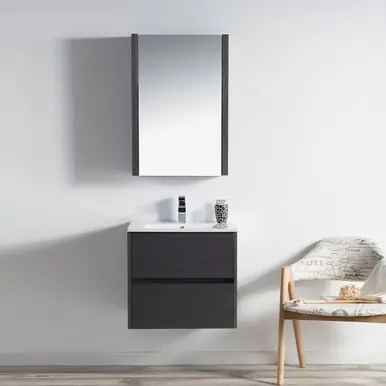 Buy Online Blossom V8016 24 16 MC Valencia 24" Floating Bathroom Vanity With Sink & Medicine Cabinet - Silver Grey