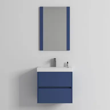 Original Blossom V8016 24 25 M Valencia 24" Floating Bathroom Vanity With Sink & Mirror- Navy Blue