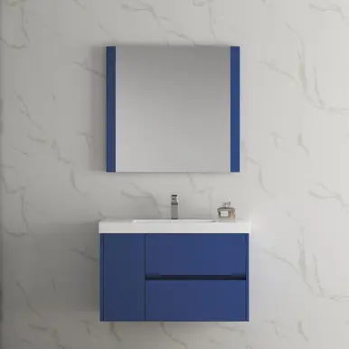 Blossom V8016 36 25 MC Valencia 36" Floating Bathroom Vanity With Sink & Medicine Cabinet - Navy Blue Premium