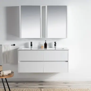 Blossom V8016 48 01 DM Valencia 48" Floating Bathroom Vanity With Double Sink & Mirror - Glossy White Cheap