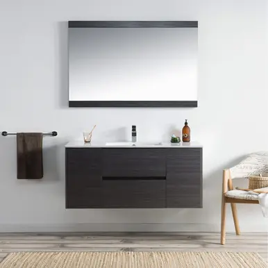 Budget Blossom V8016 48 16S C Valencia 48" Floating Bathroom Vanity With Single Sink - Silver Grey