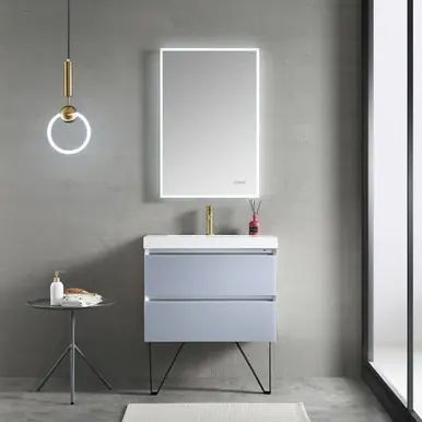 Blossom V8018 30 24 A MT12 Jena 30" Floating Bathroom Vanity With Acrylic Sink, Metal Legs - Grey Bargain