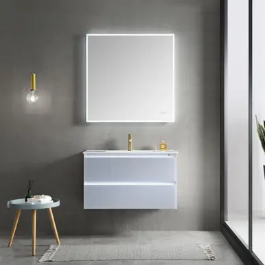 Special Offer Blossom V8018 36 24 C MT12 Jena 36" Floating Bathroom Vanity With Ceramic Sink, Metal Legs - Grey