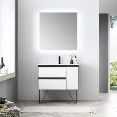 Price Drop Blossom V8019 36 01 A Berlin 36" Floating Bathroom Vanity With Acrylic Sink - Glossy White & Glossy Grey
