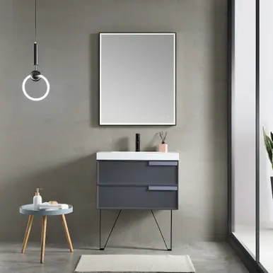 Top Rated Blossom V8020 30 15 A Sofia 30" Floating Bathroom Vanity With Acrylic Sink - Grey