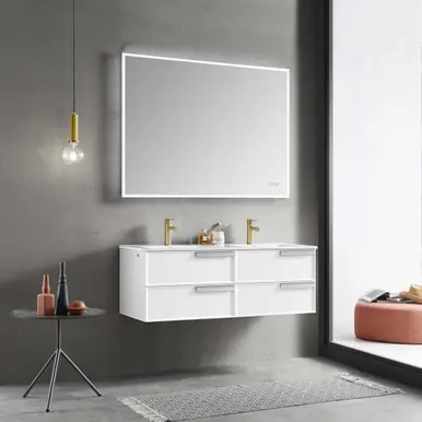Price Drop Blossom V8020 48 01 C MT12 Sofia 48" Floating Bathroom Vanity With Ceramic Sink, Metal Legs - White