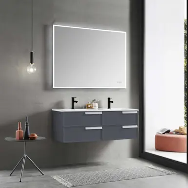 Blossom V8020 48 15 C Sofia 48" Floating Bathroom Vanity With Ceramic Sink - Grey Viral