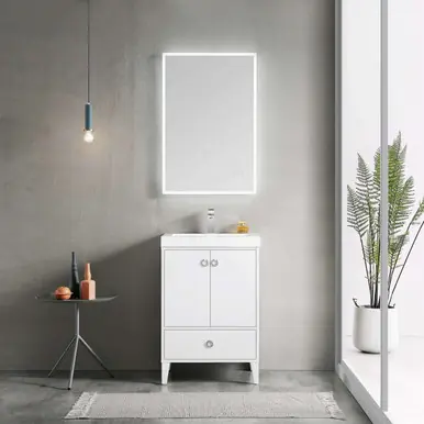 Blossom V8023 24 01 A Lyon 24" Freestanding Bathroom Vanity With Acrylic Sink - White Fast Shipping