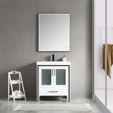 Crafted Blossom V8024 30 01 A Birmingham 30" Freestanding Bathroom Vanity With Acrylic Sink - White