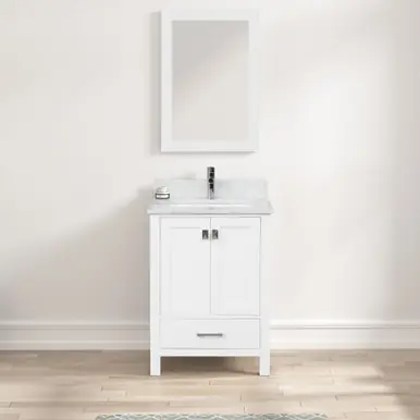 Flash Sale Blossom V8026 24 01 CT Geneva 24" Freestanding Bathroom Vanity With Countertop & Undermount Sink - Matte White