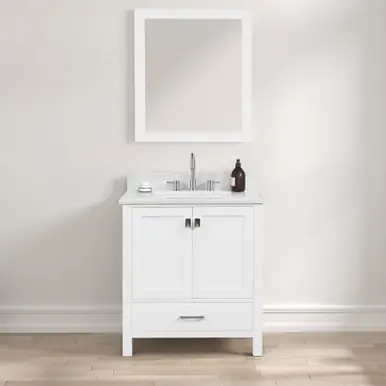 Reduced Price Blossom V8026 30 01 CT Geneva 30" Freestanding Bathroom Vanity With Countertop & Undermount Sink - Matte White