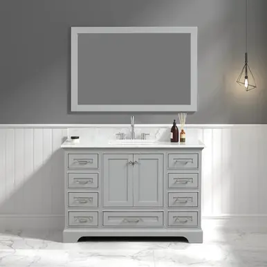 Blossom V8027 48 15 CT M Copenhagen 48" Freestanding Bathroom Vanity With Countertop, Undermount Sink & Mirror - Metal Grey Fan Favorite