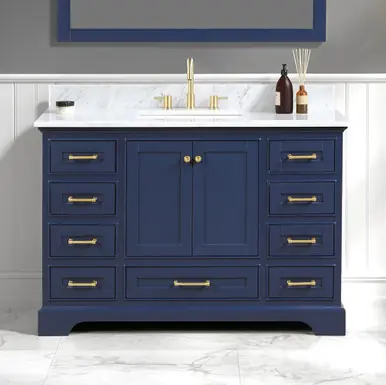 Blossom V8027 48 25 CT Copenhagen 48" Freestanding Bathroom Vanity With Countertop & Undermount Sink - Navy Blue Holiday Sale