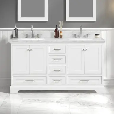 Exclusive Blossom V8027 60 01 CT Copenhagen 60" Freestanding Bathroom Vanity With Countertop & Undermount Sink - Matte White