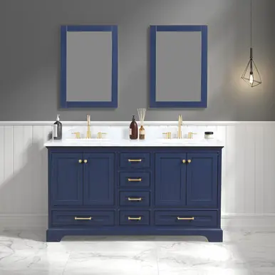 Blossom V8027 60 25 CT 2M Copenhagen 60" Freestanding Bathroom Vanity With Countertop, Undermount Sink & Mirror - Navy Blue Next Day Delivery