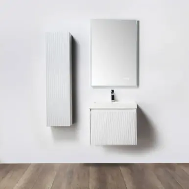 Blossom V8028 24 01 A SC Positano 24" Floating Bathroom Vanity with Sink & Side Cabinet - Matte White Hassle-Free Returns