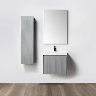 Blossom V8028 24 15 A SC Positano 24" Floating Bathroom Vanity with Sink & Side Cabinet - Light Grey Brand New