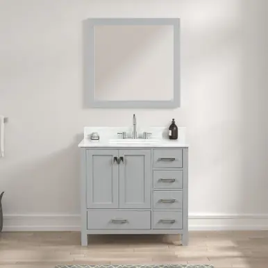 Price Drop Blossom V8026 36 15 CT M Geneva 36" Freestanding Bathroom Vanity With Countertop, Undermount Sink & Mirror - Metal Grey