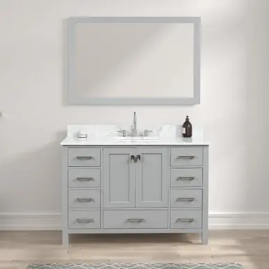Blossom V8026 48 15 CT M Geneva 48" Freestanding Bathroom Vanity With Countertop, Undermount Sink & Mirror - Metal Grey Time-Limited