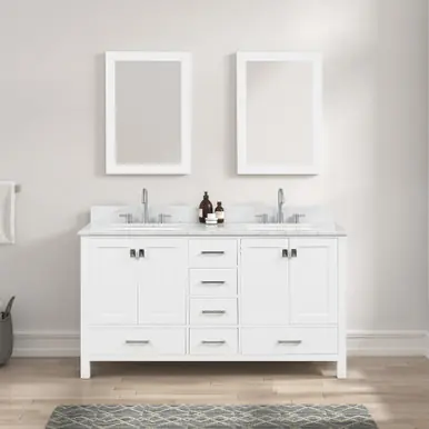 Blossom V8026 60 01 CT Geneva 60" Freestanding Bathroom Vanity With Countertop & Undermount Sink - Matte White Exclusive Offer
