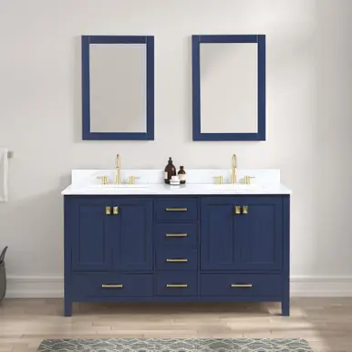 Blossom V8026 60 25 CT Geneva 60" Freestanding Bathroom Vanity With Countertop & Undermount Sink - Navy Blue Factory Price