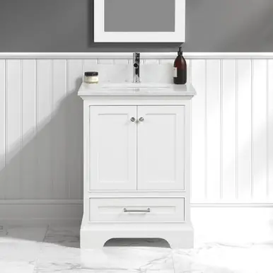 Final Sale Blossom V8027 24 01 CT Copenhagen 24" Freestanding Bathroom Vanity With Countertop & Undermount Sink - Matte White