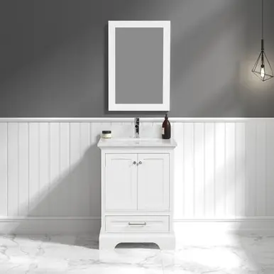 Blossom V8027 24 01 CT M Copenhagen 24" Freestanding Bathroom Vanity With Countertop, Undermount Sink & Mirror - Matte White Budget
