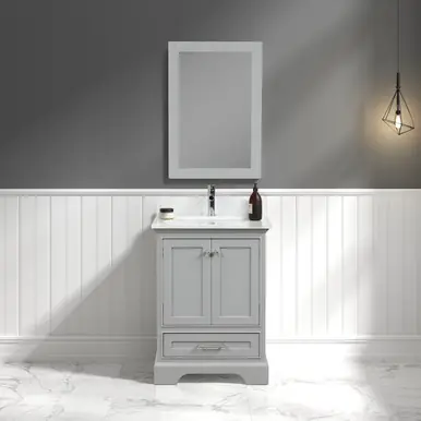 Price Drop Blossom V8027 24 15 CT M Copenhagen 24" Freestanding Bathroom Vanity With Countertop, Undermount Sink & Mirror - Metal Grey