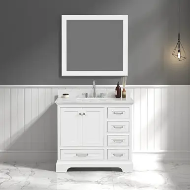 Blossom V8027 36 01 CT M Copenhagen 36" Freestanding Bathroom Vanity With Countertop, Undermount Sink & Mirror - Matte White Low Price