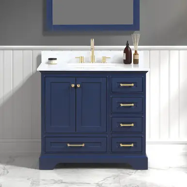 Order Now Blossom V8027 36 25 CT Copenhagen 36" Freestanding Bathroom Vanity With Countertop & Undermount Sink - Navy Blue